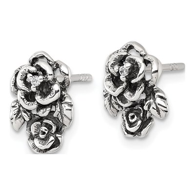 Sterling Silver CZ Flower Stud Earrings – view 3