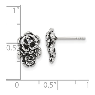 Sterling Silver CZ Flower Stud Earrings – view 4