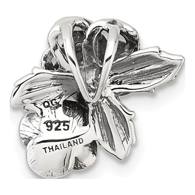 Sterling Silver CZ Flower Slide Pendant – view 4