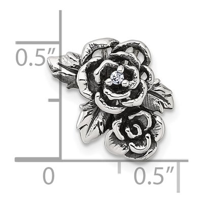 Sterling Silver CZ Flower Slide Pendant – view 5