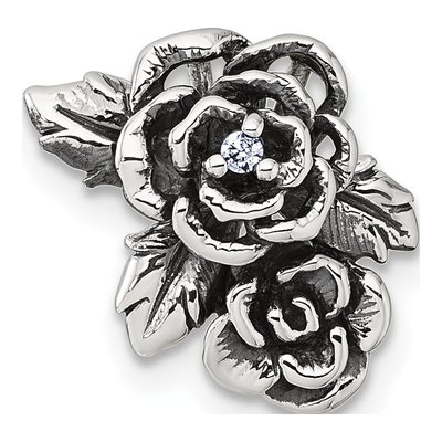Sterling Silver CZ Flower Slide Pendant