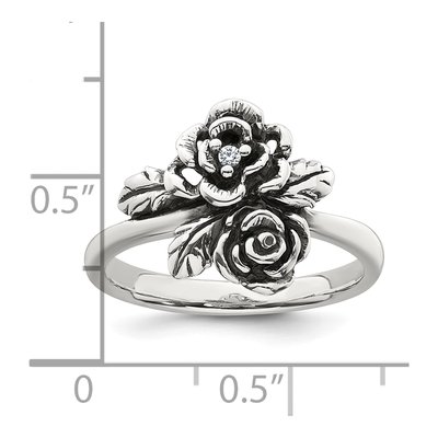 Sterling Silver CZ Flower Ring – view 6