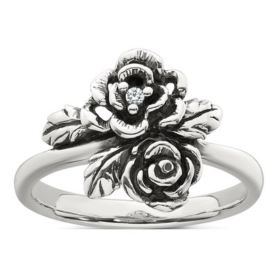 Sterling Silver CZ Flower Ring