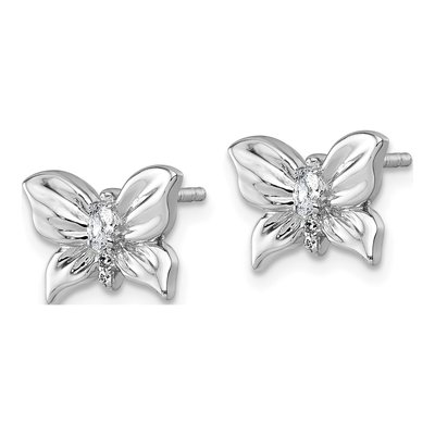 Sterling Silver CZ Butterfly Stud Earrings – view 3
