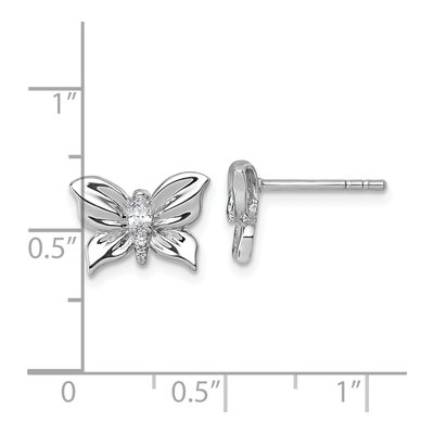 Sterling Silver CZ Butterfly Stud Earrings – view 4