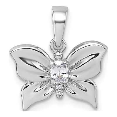 Sterling Silver CZ Butterfly Pendant