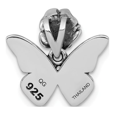 Sterling Silver Antiqued Butterfly Flower Pendant – view 4