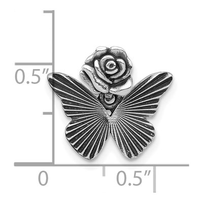 Sterling Silver Antiqued Butterfly Flower Pendant – view 5