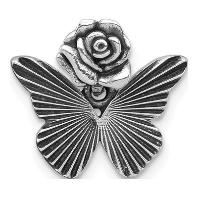 Sterling Silver Antiqued Butterfly Flower Pendant