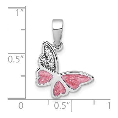 Sterling Silver CZ Enamel Butterfly Pendant – view 5
