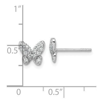 Sterling Silver CZ Butterfly Stud Earrings – view 4
