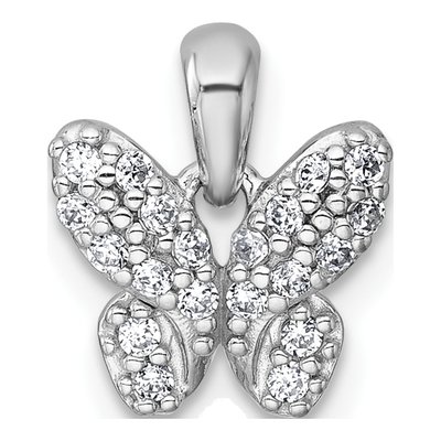 Sterling Silver CZ Butterfly Pendant