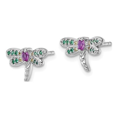 Sterling Silver CZ Dragonfly Stud Earrings – view 3