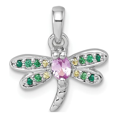 Sterling Silver CZ Dragonfly Pendant