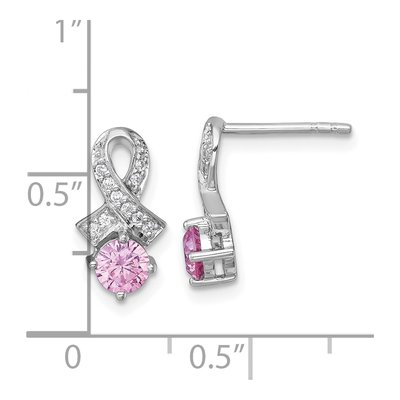 Sterling Silver CZ Awareness Ribbon Stud Earrings – view 4