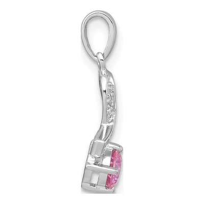 Sterling Silver CZ Awareness Ribbon Pendant – view 3