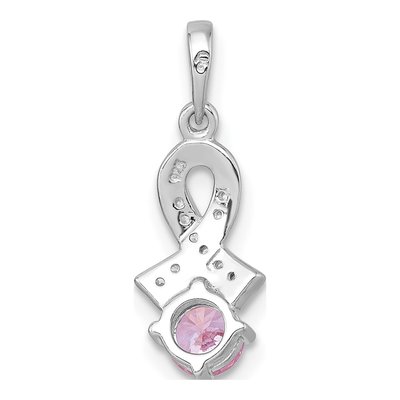 Sterling Silver CZ Awareness Ribbon Pendant – view 4