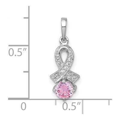 Sterling Silver CZ Awareness Ribbon Pendant – view 5