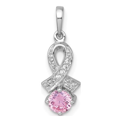 Sterling Silver CZ Awareness Ribbon Pendant