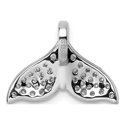 Sterling Silver CZ Whale Tail Pendant – view 4