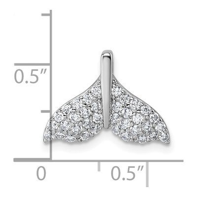 Sterling Silver CZ Whale Tail Pendant – view 5