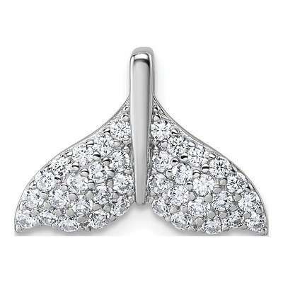 Sterling Silver CZ Whale Tail Pendant