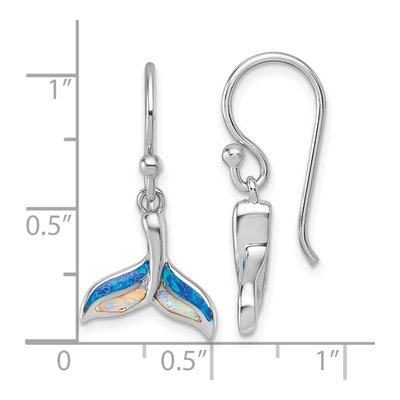 Sterling Silver Lab-Created Opal Whale Tail Dangle Earrings – view 4