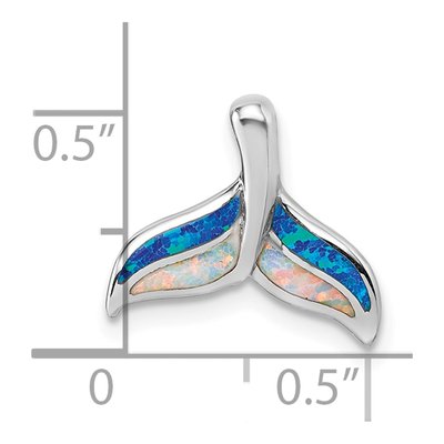 Sterling Silver Lab-Created Opal Whale Tail Slide Pendant – view 5