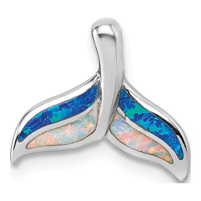 Sterling Silver Lab-Created Opal Whale Tail Slide Pendant