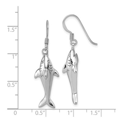 Sterling Silver Shark Dangle Earrings – view 4