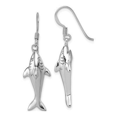 Sterling Silver Shark Dangle Earrings