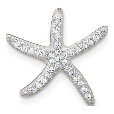 Sterling Silver CZ Starfish Slide Pendant