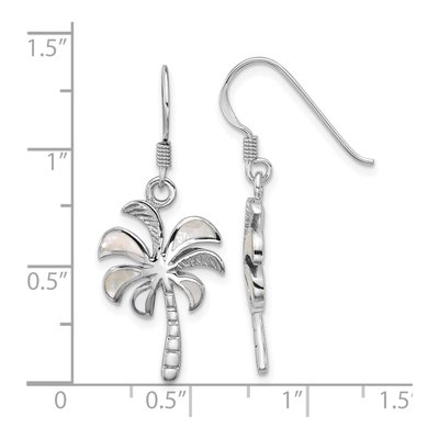 Sterling Silver Mother of Pearl Palm Tree Dangle Earrings – view 3