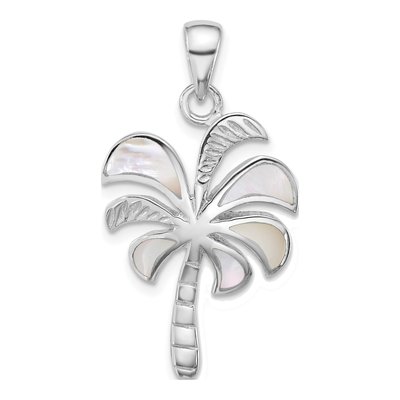 Sterling Silver Lab-Created Opal Palm Tree Pendant