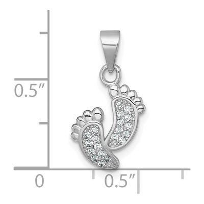 Sterling Silver CZ Footprints Pendant – view 5