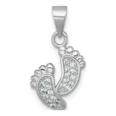 Sterling Silver CZ Footprints Pendant