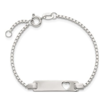Sterling Silver Kids' Heart ID Bracelet – view 5