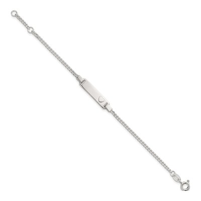 Sterling Silver Kids' Heart ID Curb Bracelet – view 3