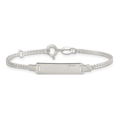 Sterling Silver Kids' Heart ID Curb Bracelet – view 4