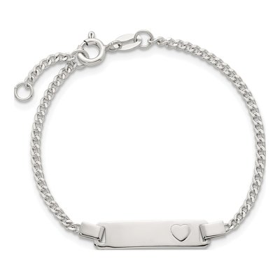 Sterling Silver Kids' Heart ID Curb Bracelet – view 5