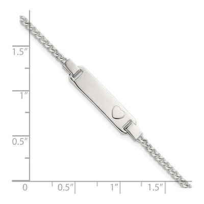 Sterling Silver Kids' Heart ID Curb Bracelet – view 6