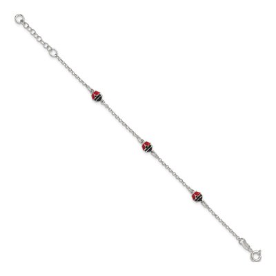 Sterling Silver Kids' Enamel Ladybug Bracelet – view 2