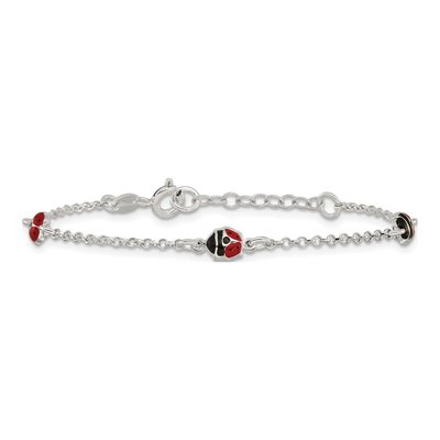 Sterling Silver Kids' Enamel Ladybug Bracelet – view 3