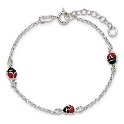 Sterling Silver Kids' Enamel Ladybug Bracelet – view 4