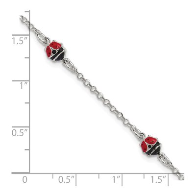 Sterling Silver Kids' Enamel Ladybug Bracelet – view 5