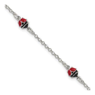 Sterling Silver Kids' Enamel Ladybug Bracelet