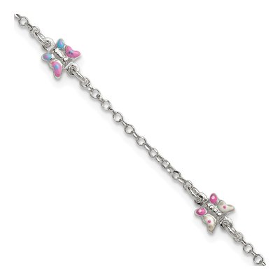 Sterling Silver Enameled Butterfly Bracelet