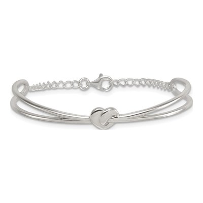 Sterling Silver Kids' Twisted Heart Cuff Bracelet – view 3