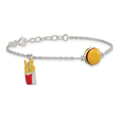 Sterling Silver Kids' Burger Fries Bracelet – view 4