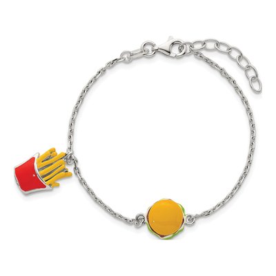 Sterling Silver Kids' Burger Fries Bracelet – view 5